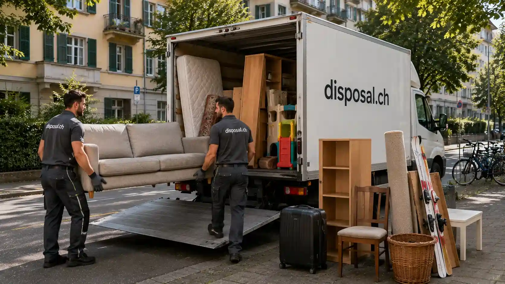 Complete bulky waste guide for Zurich showing accepted Sperrgut items, furniture, mattresses and excluded waste categories prepared for proper recycling and disposal.