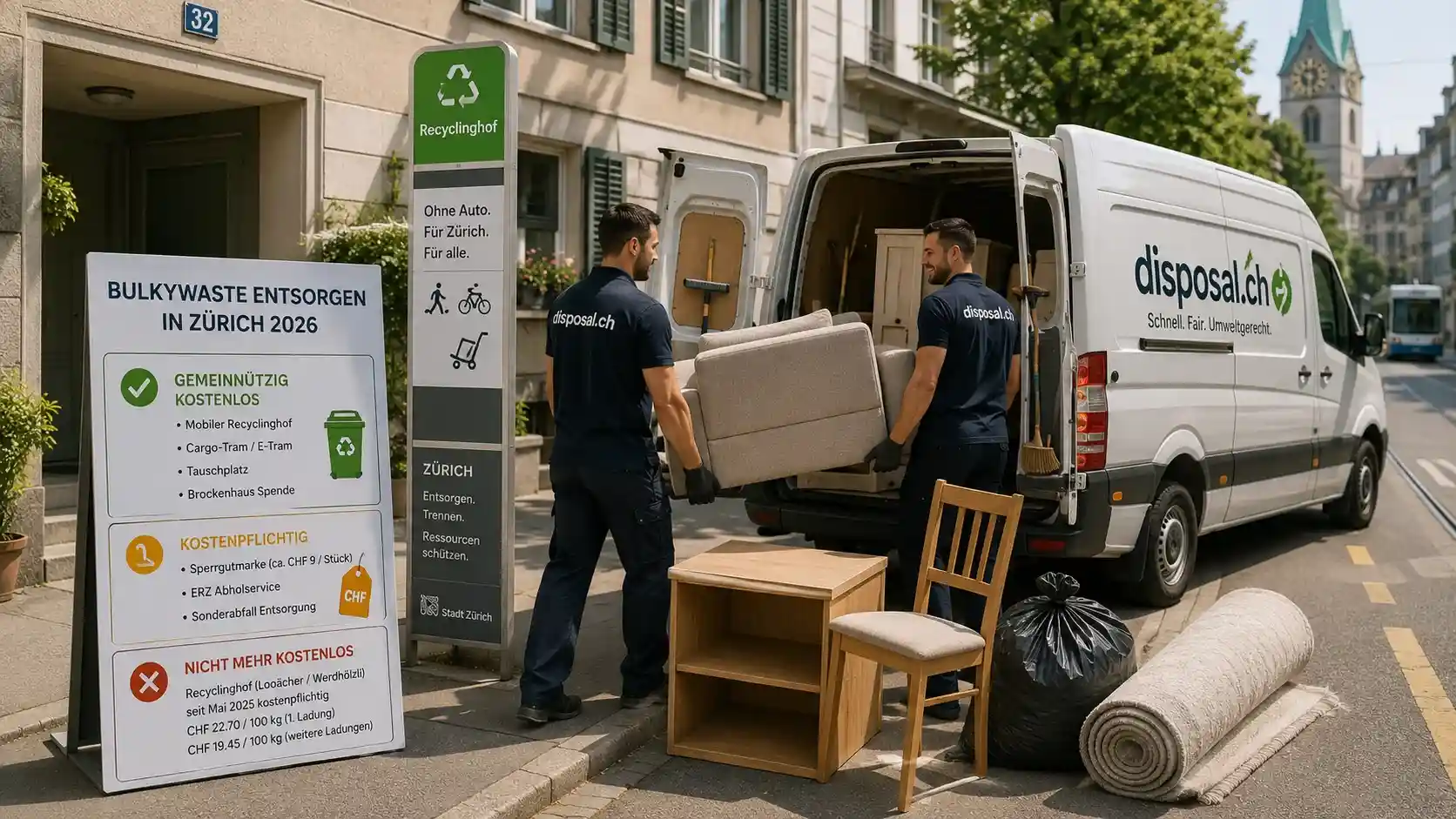 Free bulky waste disposal and professional bulky waste collection in Zurich compared
