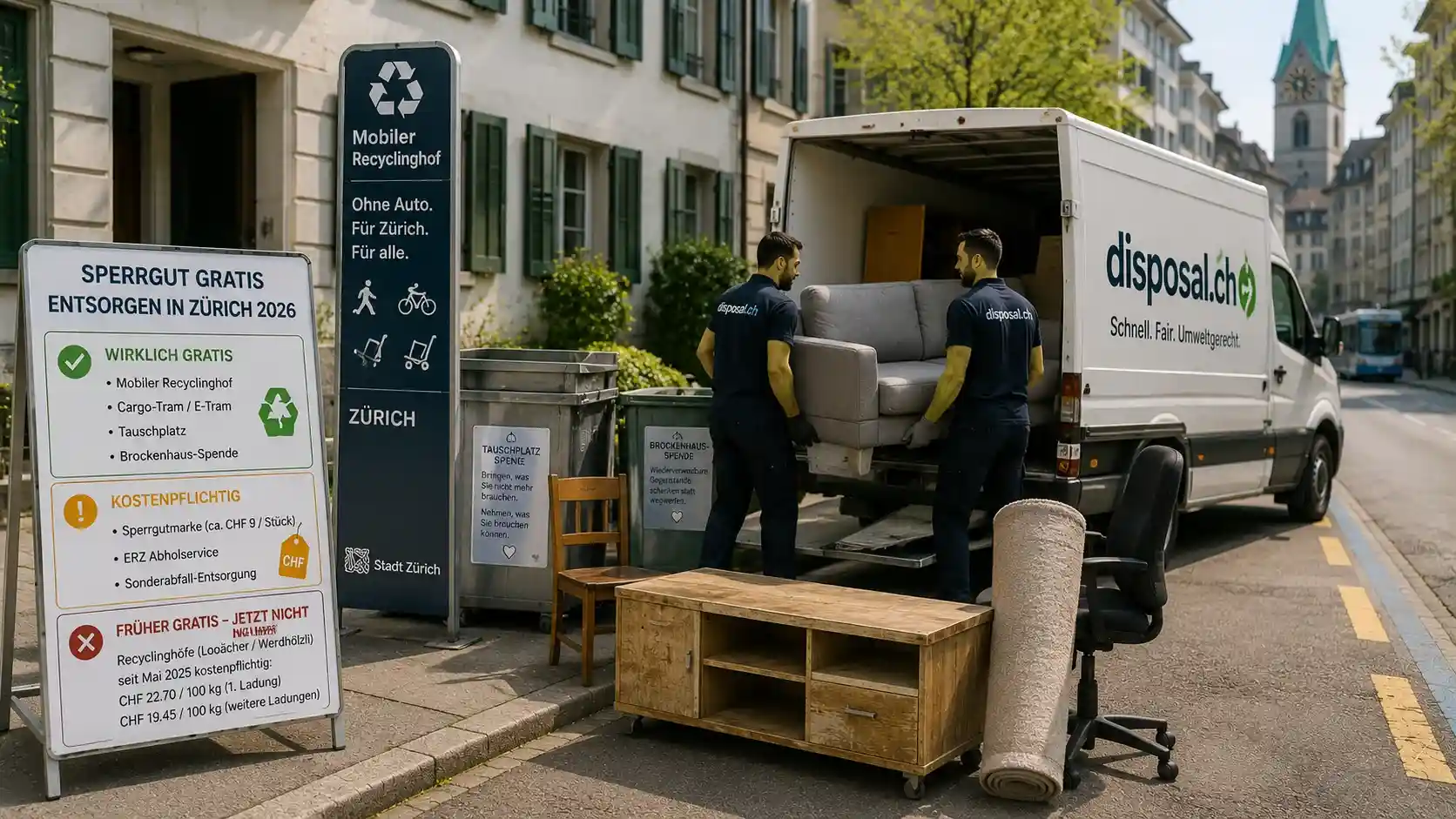 Gratis Sperrgutentsorgung und professionelle Sperrgutabholung in Zürich im Vergleich